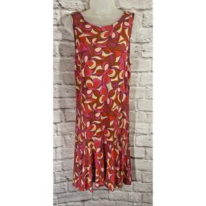 Lascana Pink Midi Swing Dress Ruffled Hem 10 US 42 EUR 70s Retro Lightweight